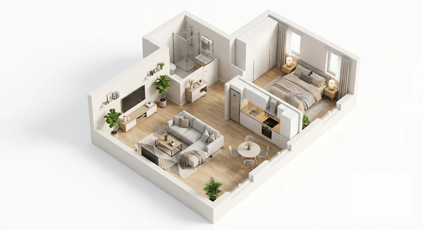 Planimetria 3D di un appartamento creata con un'app di progettazione casa